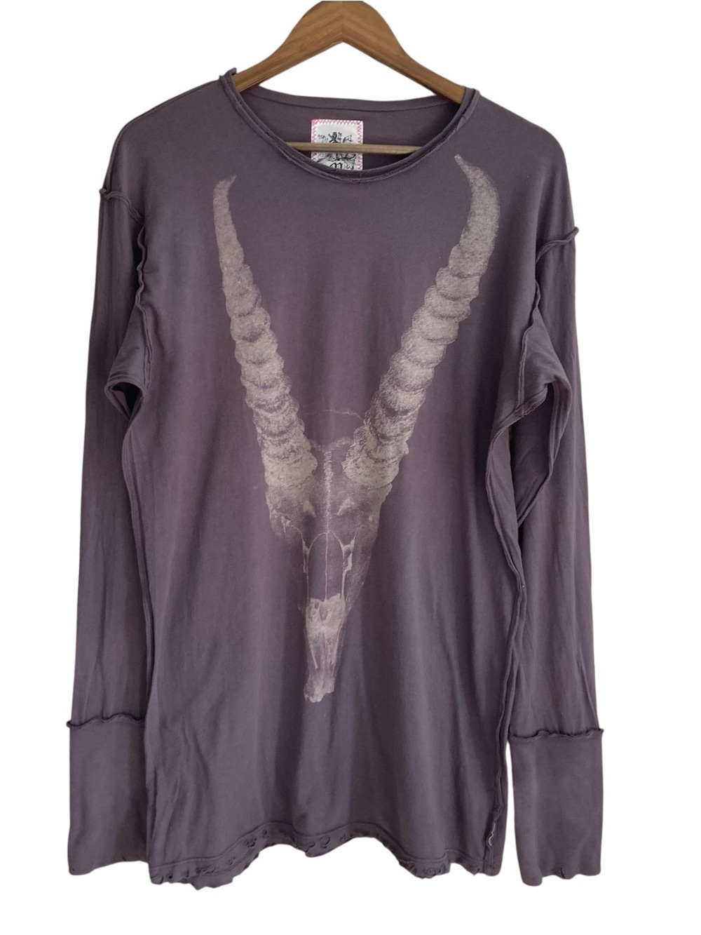 Morphine Generation Antelope Skull Print Grey Purple  Distressed Y2K